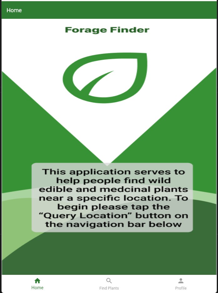 Foraging Guide App Preview with a front end